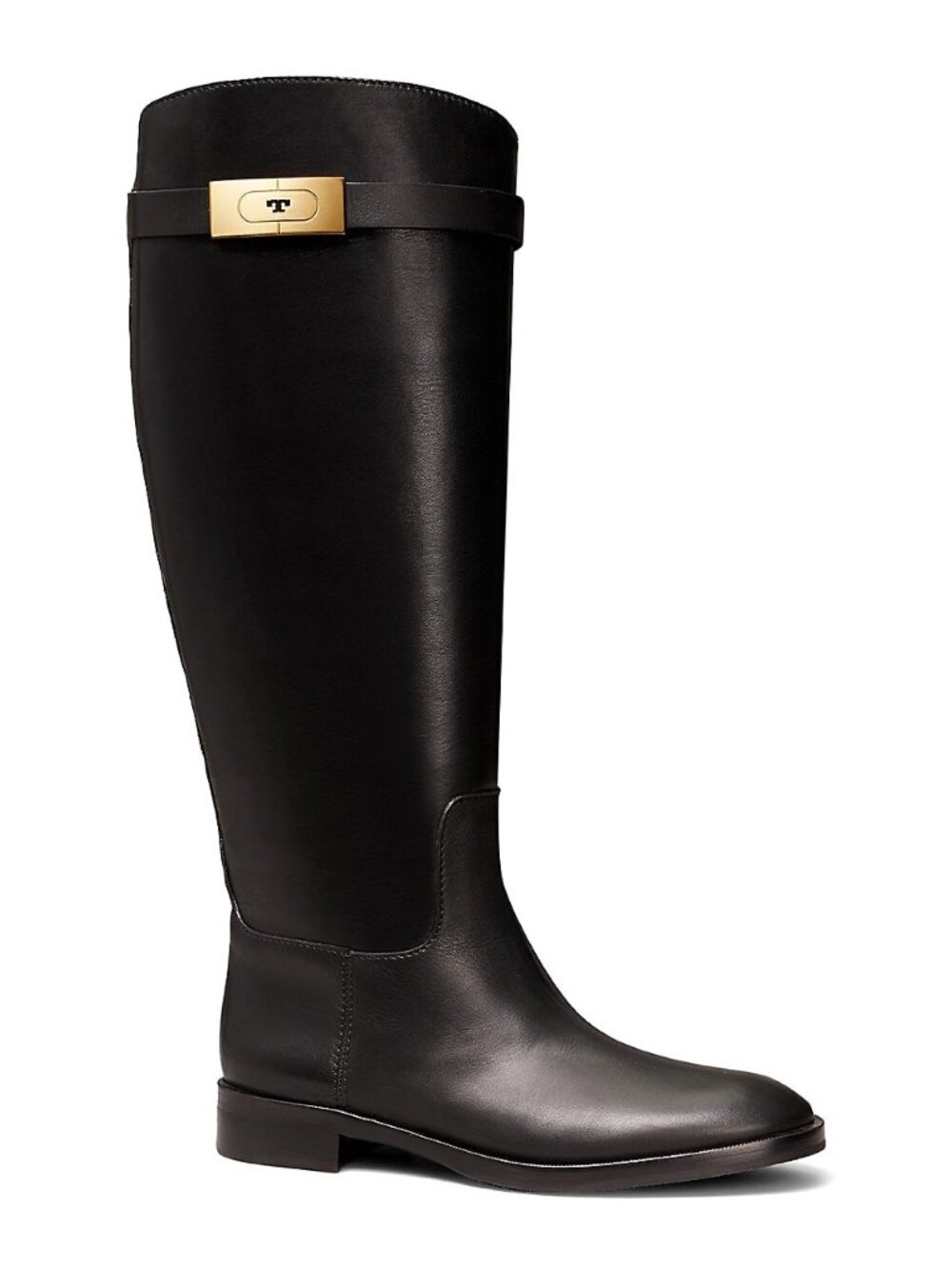 New Tory Burch T Hardware Leather Riding Boot Perfect Black Sz 6.5